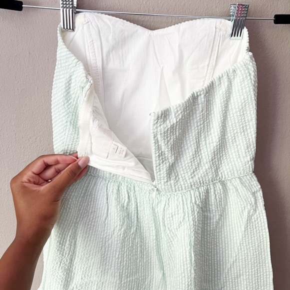 J. Crew striped strapless picnic mini dress in mint green & white - Picture 5 of 8